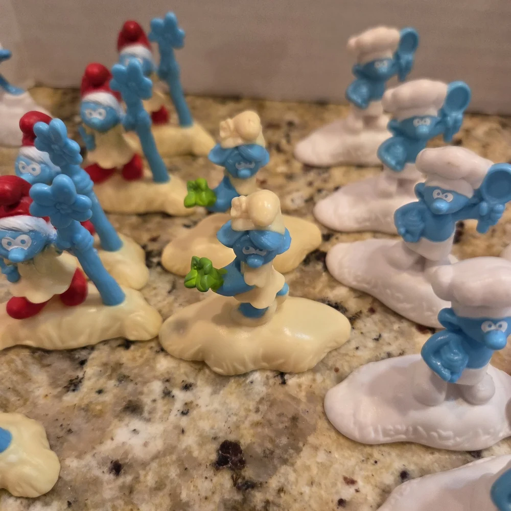 Lot Of 36 Smurf Cupcake Cake Toppers Decor Plastic Birthday Party Smurfette